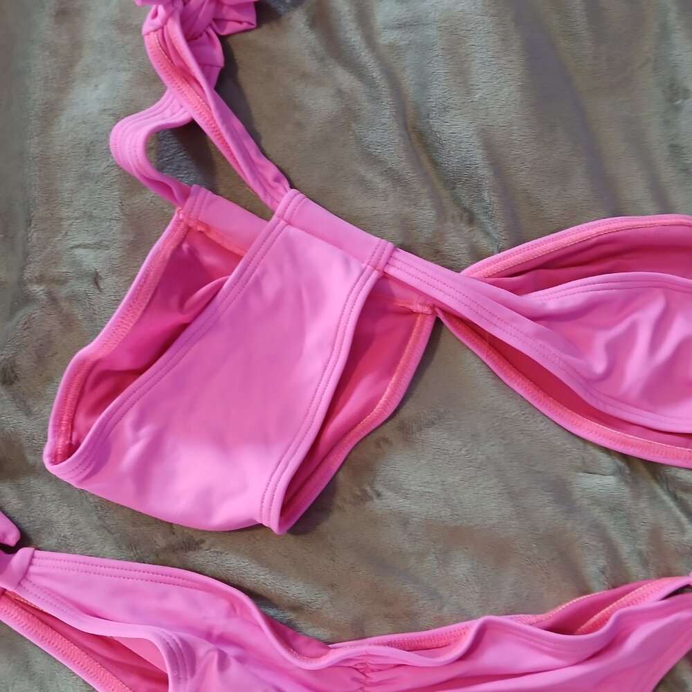 Frederick's of Hollywood Women's Laguna One Shoulder 2 Piece Bikini Pink… - Picture 6 of 6